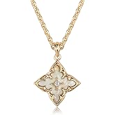 Fettero Gold Clover Necklace for Women Dainty 14K Gold Plated CZ Pendant Necklace Adjustable Chain Choker Charm Colorful Clover Pendant Lucky Necklaces for Women Jewelry