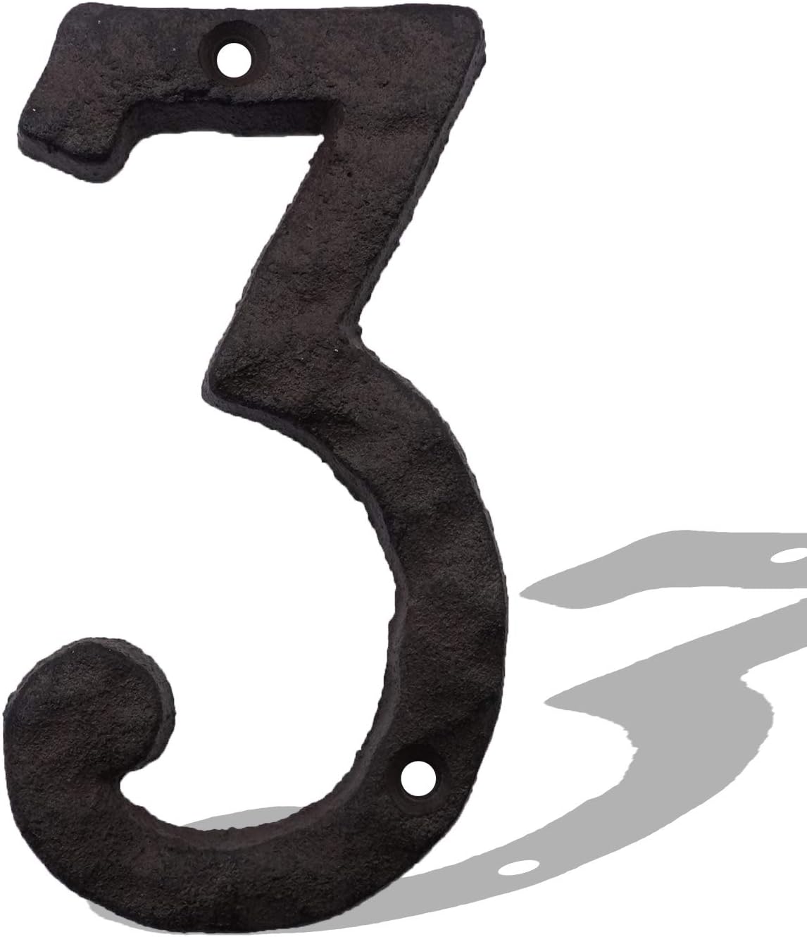 6 Inch House Numbers, Cast Iron Metal Home Address Number, Heavy Duty & Sturdy, Unique Hammered Look, Number 3