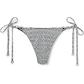 CALZEDONIA Woman's Brazilian String Swimsuit Bottom Black Dots