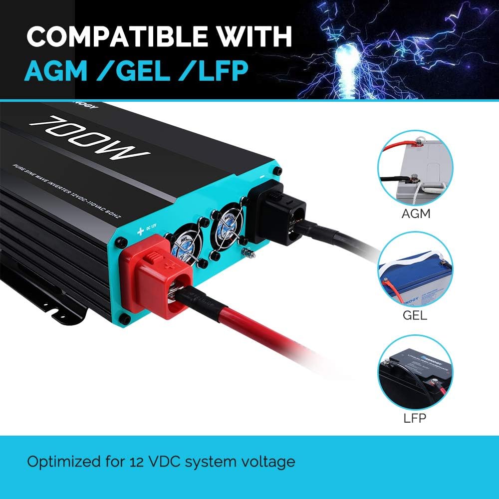 Renogy 700W 12V Pure Sine Wave off GRID Solar Home Use Inverter 700 Watt 12 Volt Battery Power Inverter