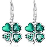 Flpruy Four Leaf Clover Dangle Earrings for Women 925 Sterling Silver St Patricks Day Shamrock Earrings Celtic Knot Earrings Clover Jewelry Gifts for Women