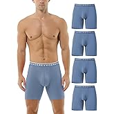 Hoerev Pack of 4,Men's Trunk Long Leg Underwear Comfortable and Breathable Boxers