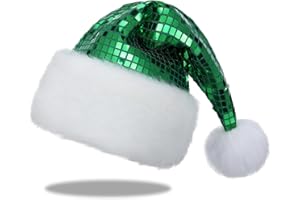 JKSVE Sequin Santa Hat for Adults Christmas, Sparkly New Year Party Hat with Glitter, Holiday Headwear Costume Accessories