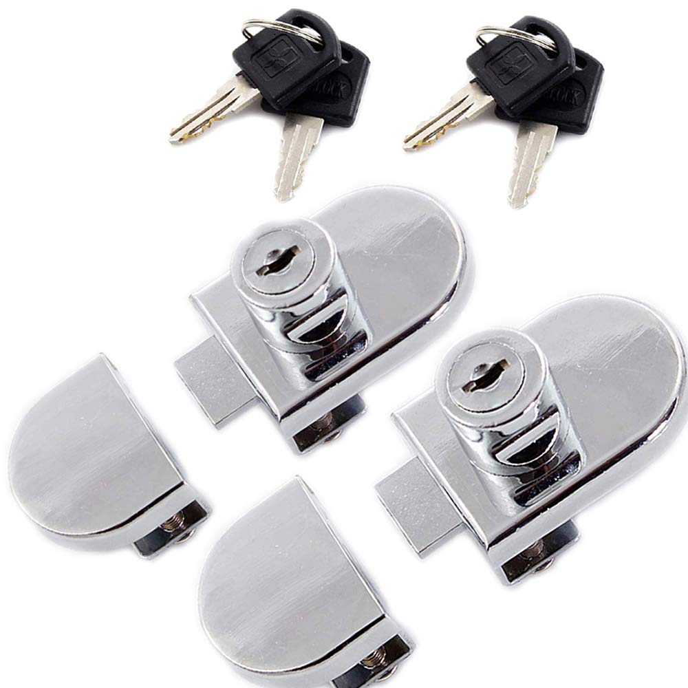 Lizipai 2 Pack Double Glass Cabinet, Showcase Lock Double Door Single Open Wine Cabinet Lock for Showcase Mall Display No Drill