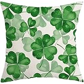 AACORS St Patricks Day Pillow Cover 18X18 Inch Shamrock Clovers Decor Farmhouse Holiday Spring Pillow Case Decorations for Home Sofa Couch (Green)