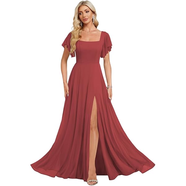 Amazon.com: Monkidoll Burnt Orange Bridesmaid Dresses Chiffon  Spaghetti-Straps Off Shoulder Wedding Guest Dress for Women (US, Numeric,  2, Regular, Regular, Burnt Orange) : Clothing, Shoes & Jewelry