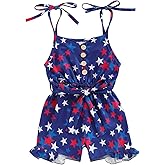 Doisbetthsay Toddler girls romper Spaghetti Straps Stripes Flower Ruffled Short Jumpsuit Playsuit One-Piece Summer Clothes