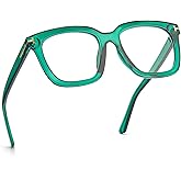 ANRRI Oversized Blue Light Glasses Anti Glare Computer Gaming Glasses Non-Prescription Thick Square Eyewear for women men