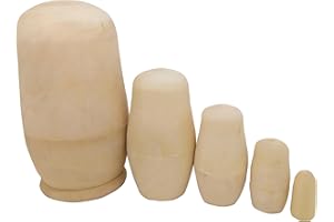 MAGIKON 5-Piece Unpainted Nesting Doll Set - 5-Inch Blank Wooden Stacking Dolls for DIY Painting & Decorating