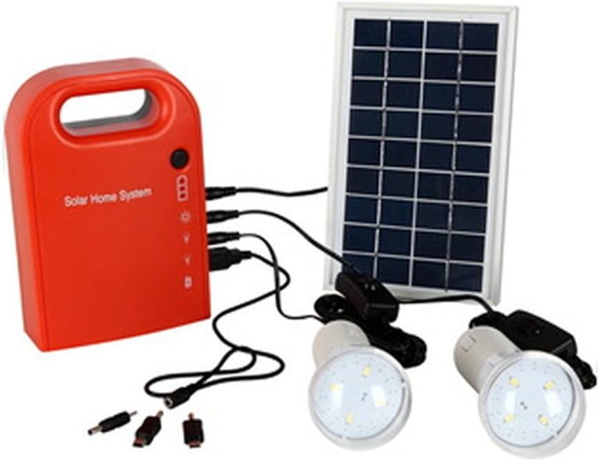 HONYAFA Portable Solar Panel Power Generator 2 LED Home Lighting System USB Port with Cell Phone Chargers Included