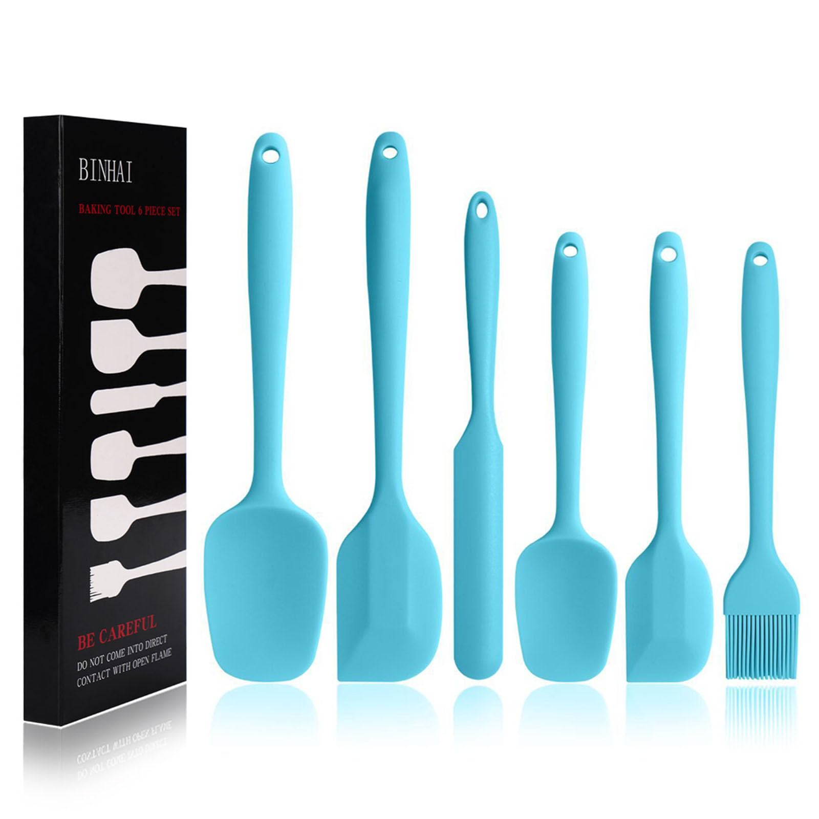 BINHAI Silicone Spatula Set - Blue 6 Piece Non - Stick Rubber Spatula with Stainless Steel Core - Heat-Resistant Kitchen Utensils Set for Cooking, Baking and Mixing — image 1