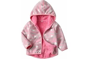 YUHANWOO Toddler Printed Polar Fleece hooded Jacket Baby Boys Girls Kids Winter Warm Spring Autumn Outerwear Soft Lightweight