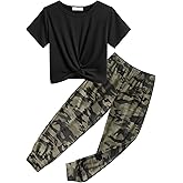 Arshiner Girls Clothing Sets Tie Dye Twist Front Tops & Sweatpants Outfits Sportwear Sweatsuits Tracksuits 4-13 Year