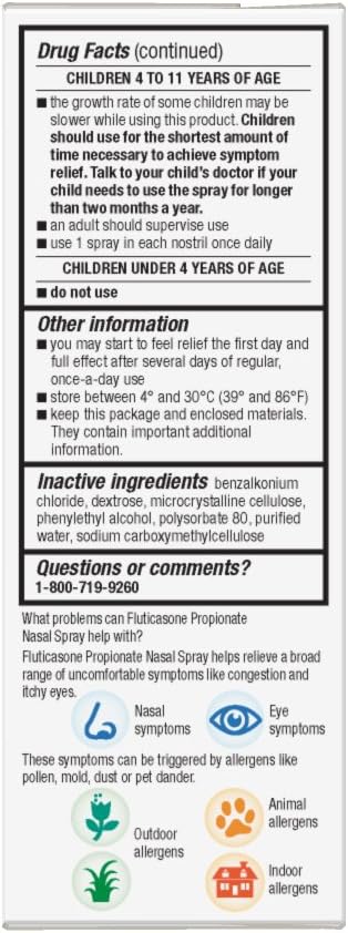  Basic Care Allergy Relief Nasal Spray, Fluticasone Propionate (Glucocorticoid), 50 mcg Per Spray, 0.54 Fluid Ounces: Health & Personal Care