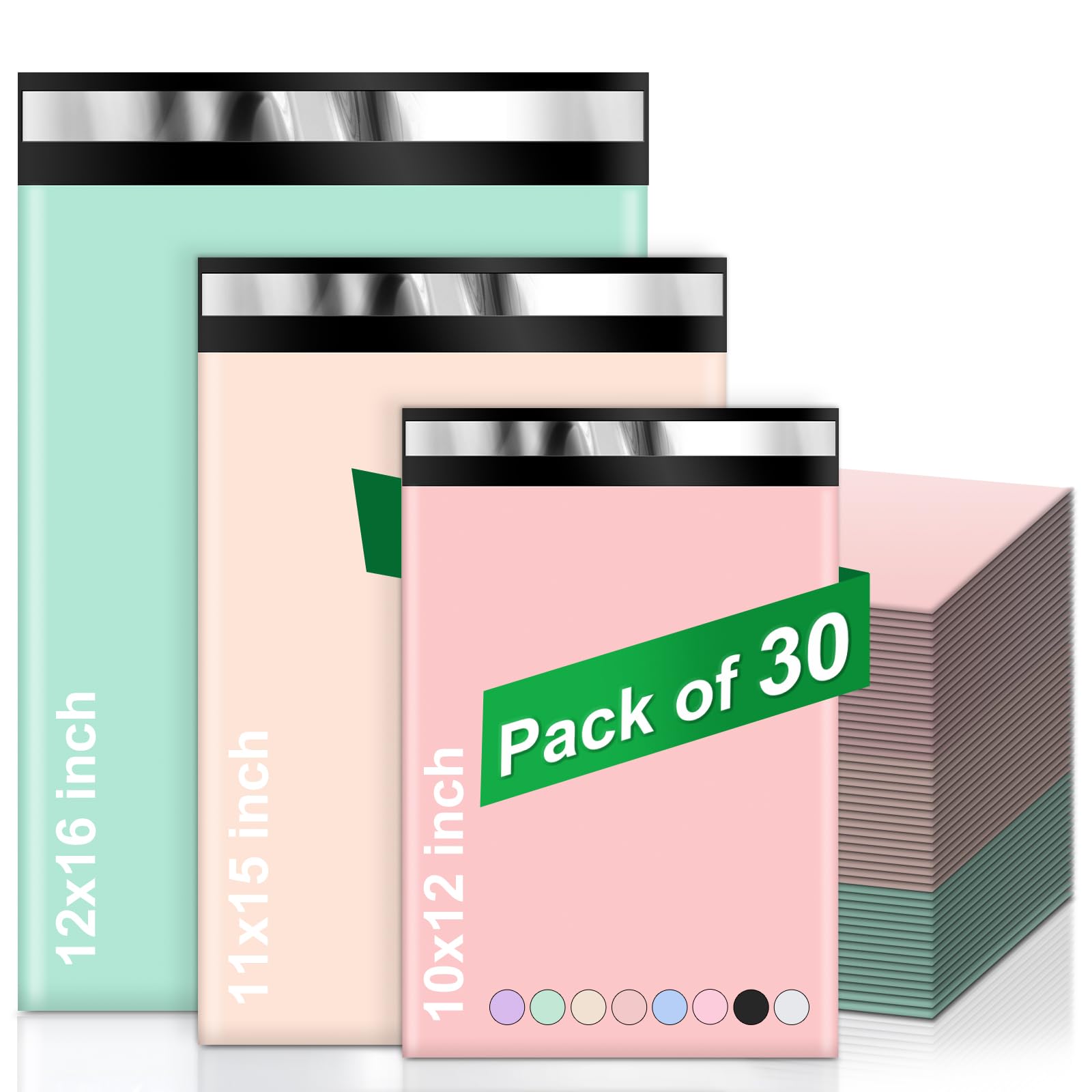 Wanxida 30pcs Colored Mailing Bags Vinted Parcel Bags, Waterproof and Non-Transparent Padded Shipping Bags for Clothing, Bussiness Boxes and Other Products (3 Sizes), 25x35cm