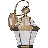 Livex Lighting 2161-01 Georgetown 1-Light Outdoor Wall Lantern, Antique Brass