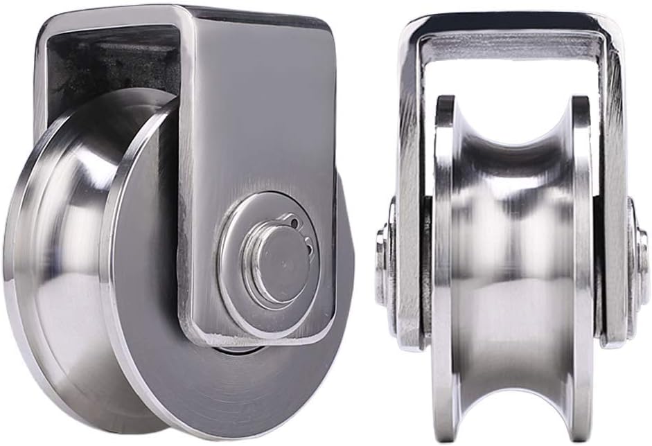 JFFFFWI Juego de 2 Ruedas de riel con Ranura en U, Acero Inoxidable 304
