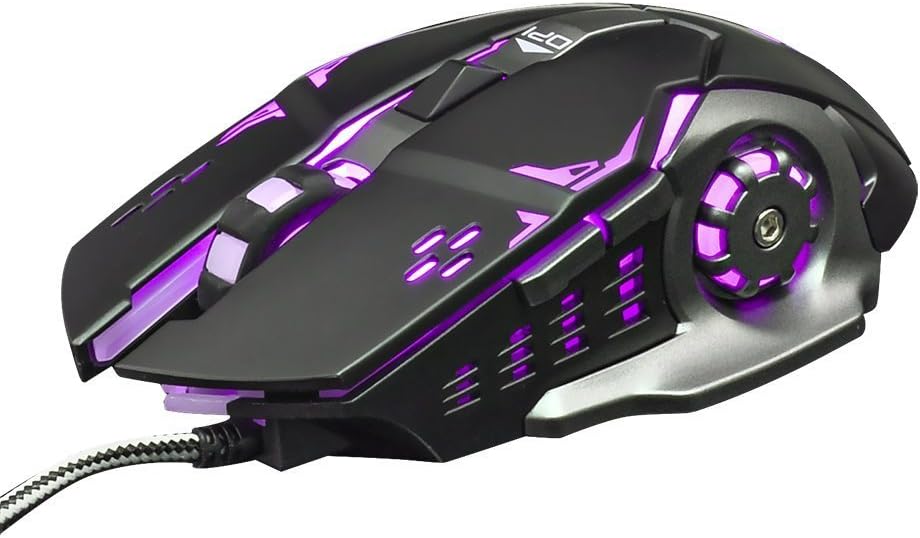 YYKJ 3200DPI Wired Mouse with 4 Adjustable DPI Levels,6 Buttons USB LED Optical Ergonomic Gaming Mouse Mice for Notebook,PC,Mac,Laptop,Computer, MacBook (Black)