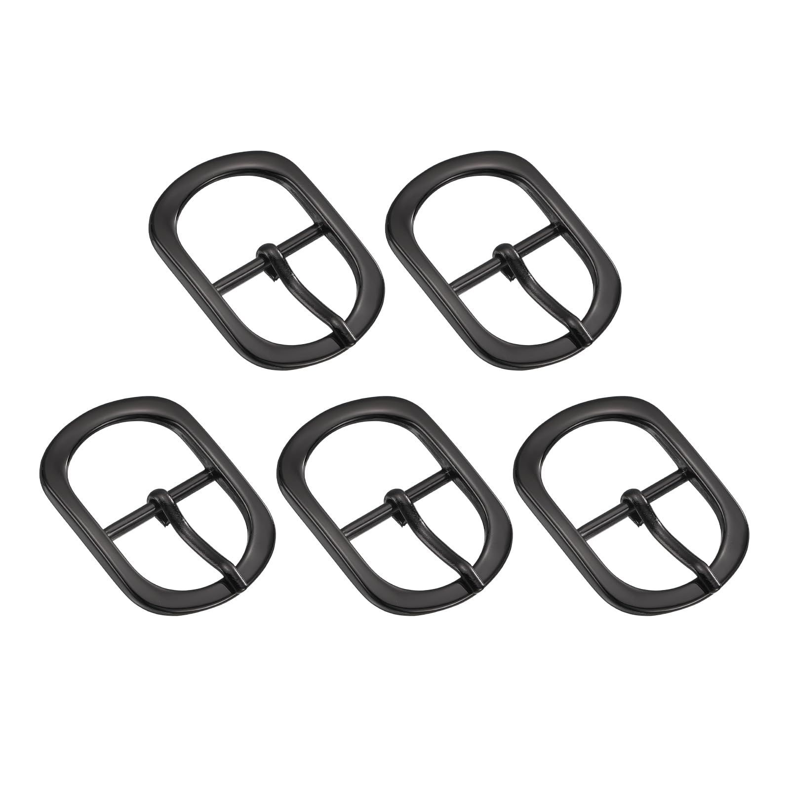 Uxcell 5Pcs 1.26" Metal Roller Buckle, Single Prong Belt Buckle Oval Center Bar Buckles for Leather Craft Accessories, Black