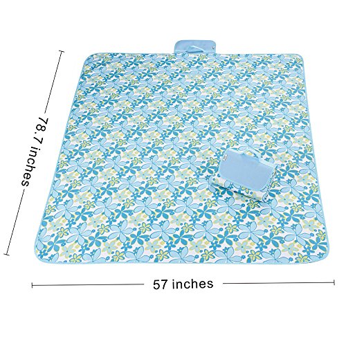 Outdoors Beach Blanket Mat Waterproof and Sandproof Camping Environmentally friendly and easy to clean (Blue pattern) (78.7x57inches)