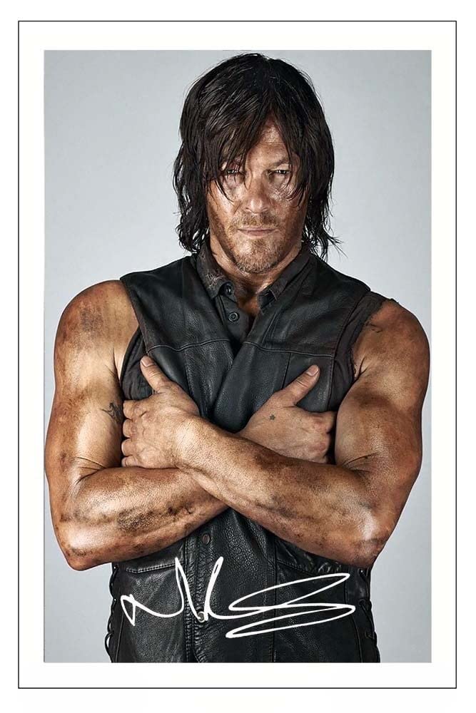 Norman Reedus - The Walking Dead - Daryl Dixon Signed 12x8 Inch Photo Print With Pre Printed Signature Autograph Gift Artwork Wall Art