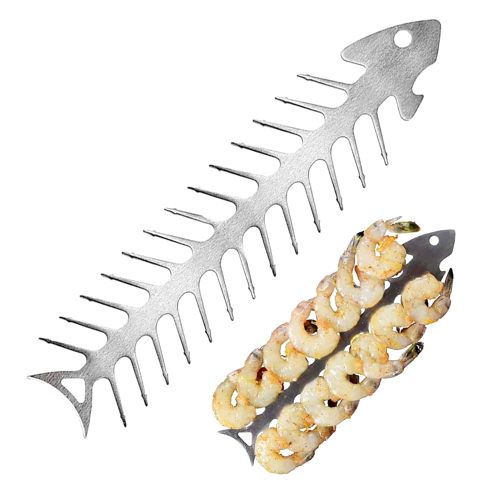 YAISUHCHNYE Fishbone Kebab Skewers for Grilling Rack 30cm/11.81inch Stainless Steel BBQ Skewers Reusable Metal Skewers for Meat Vegetables Dad Gift Idea Gift for Fathers Day Valentines