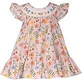 Bonnie Jean Girl's Flutter Sleeve Spring Dress with Butterflies for Baby, Toddler and 4-6X