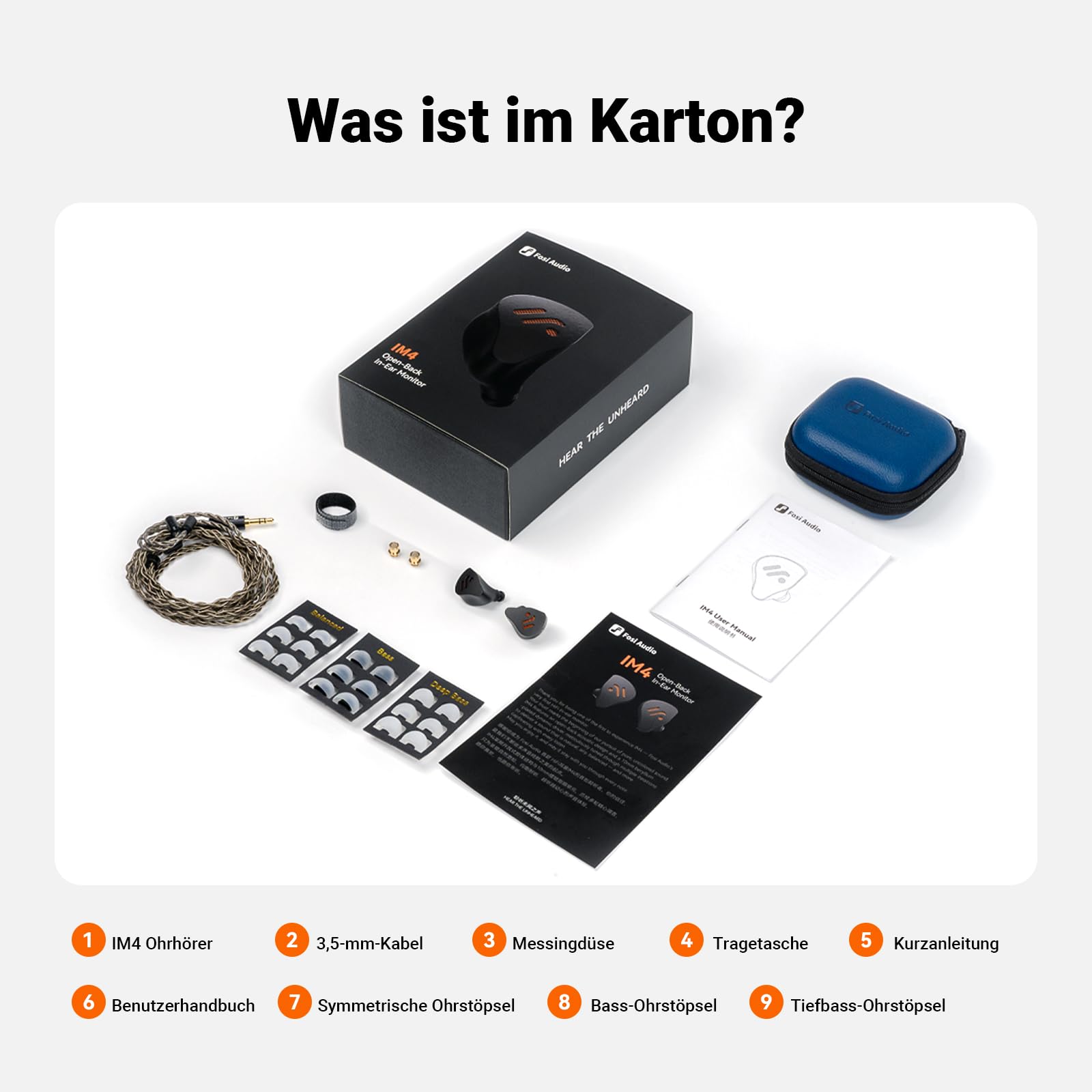 Fosi Audio IM4 Offene Hi-Fi-In-Ear-Monitor-Kopfhörer, 10-mm-Beryllium-Treiber, N52-Doppelmagnet und Doppelkammer, abnehmbares 2-Pin-Kabel 3,5/4,4 mm symmetrisch, individuelle Abstimmung, Schwarz 8