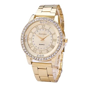 Uhren, BBring Damen Herren Kristall Strass Edelstahl Analog Quarz Armbanduhr