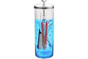 Shmian Disinfectant Glass Jar for Manicure, Salon Sterilizer Jar (35 OZ) for Barber Nail Salon Tools, Nail Tool Sterilizers, Stainless Steel Implement Disinfectant Container Box