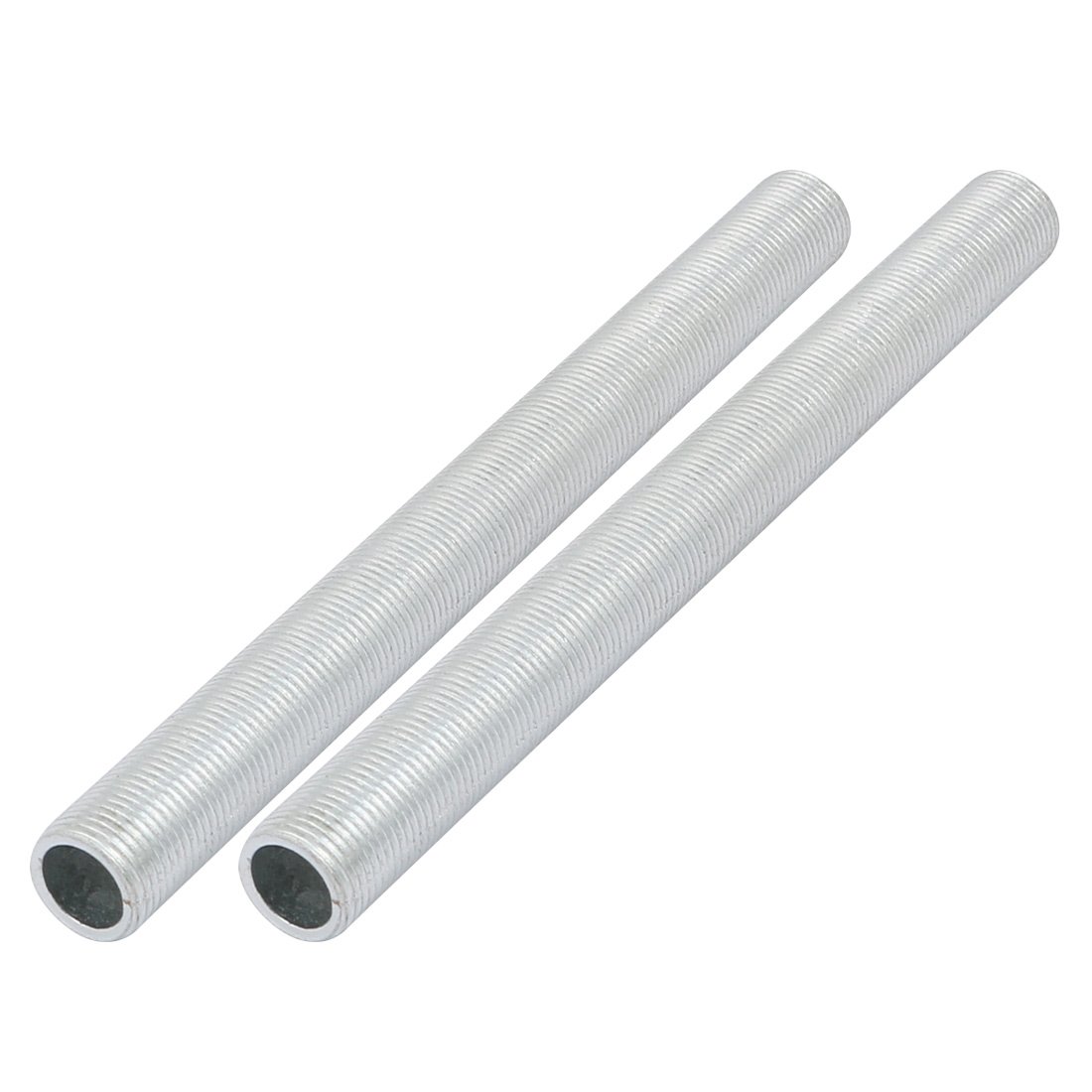 Sourcingmap Lamp Pipe Nipple, M12 Thread 130mm Length Hollow Lamps Repair Part Hardware for Lamp Lights, Zinc Alloy Silver Tone, Pack of 2