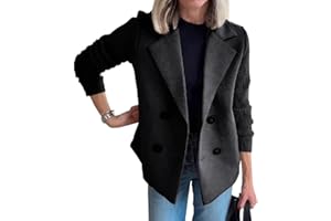 Jasier - Casual Blazer Women's Lapel Button Knitted Patchwork Sleeve Casual Coat Cropped Sweater Blazer Patchwork Jacket