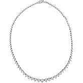 Amazon Essentials Gold or Platinum Plated Sterling Silver Infinite Elements Cubic Zirconia Fancy Pink Round-Cut Graduated Riviera Necklace (previously Amazon Collection)