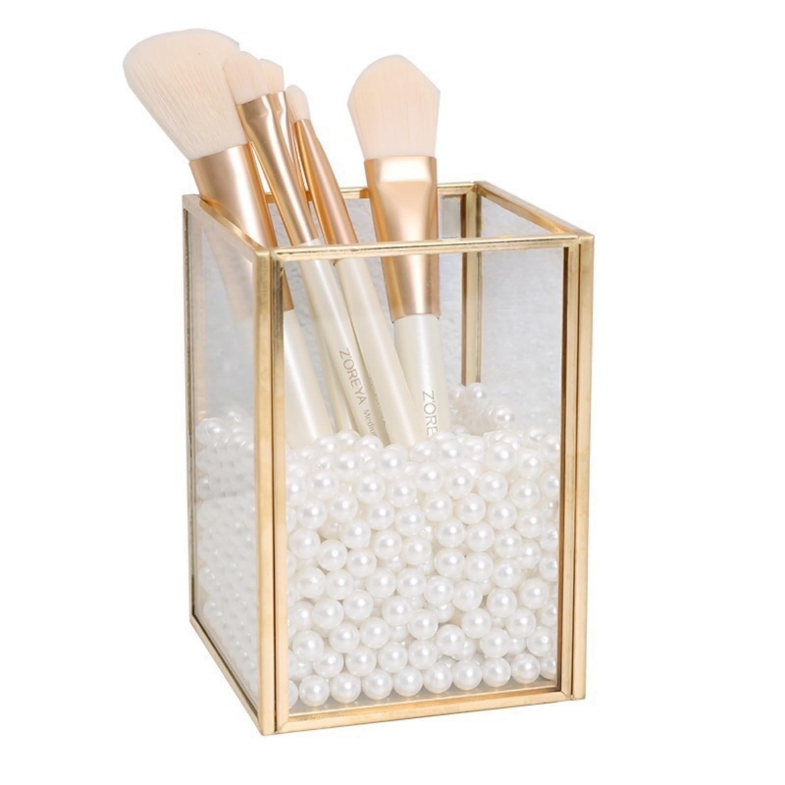 SLHEQING Makeup Brush Holder Organiser Glass Cosmetic Make Up Brush Holder, Makeup Storage Organizer Vintage Dressing Table Organiser Make Up Cup Pen Pencil Holder