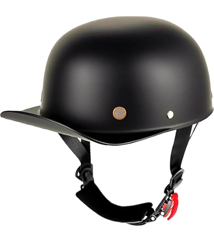 Vintage Motorcycle Ball Cap Helmet Men and Women Adults Open-Face Motorbike Helmets Retro Half Helmet Fashion Baseball Cap Casco DOT Approved (Matte Black, Medium) : Automotive