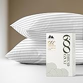 Mayfair Linen 100% Egyptian Cotton Pillow Cases - 600 Thread Count Pillowcases Queen/Standard Size Set of 2, Soft, Breathable Long Staple Sateen Weave Cotton Pillow Covers for Bed - White Stripe