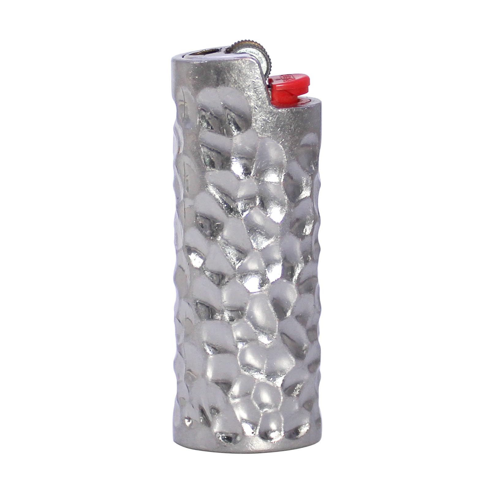 Photo 1 of HUMWE Vintage Metal Lighter Case Sleeve Cover Holder Pouches Hammer Pattern Heavy Armor for Bic Full Standard Size Lighter J6 (Silver)