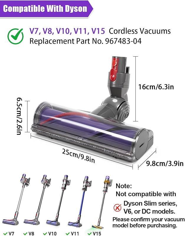 Cepillo Eléctrico Compatible con Dyson V7 V8 V10 V11 V15 Aspiradoras — foto 2 de 6