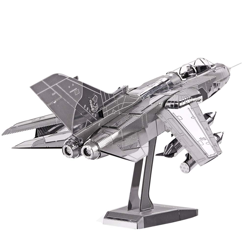 Piececool 3D Metal Puzzle for Adults, Tornado Fighter Jet Military Airplane Models Kits to Build for Teens Men Hobbies DIY 3D Puzzles, Great Birthday Gifts, 83 Pcs