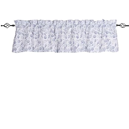 Home Collections by Raghu 72x15.5 Shells Valance, White and Navy