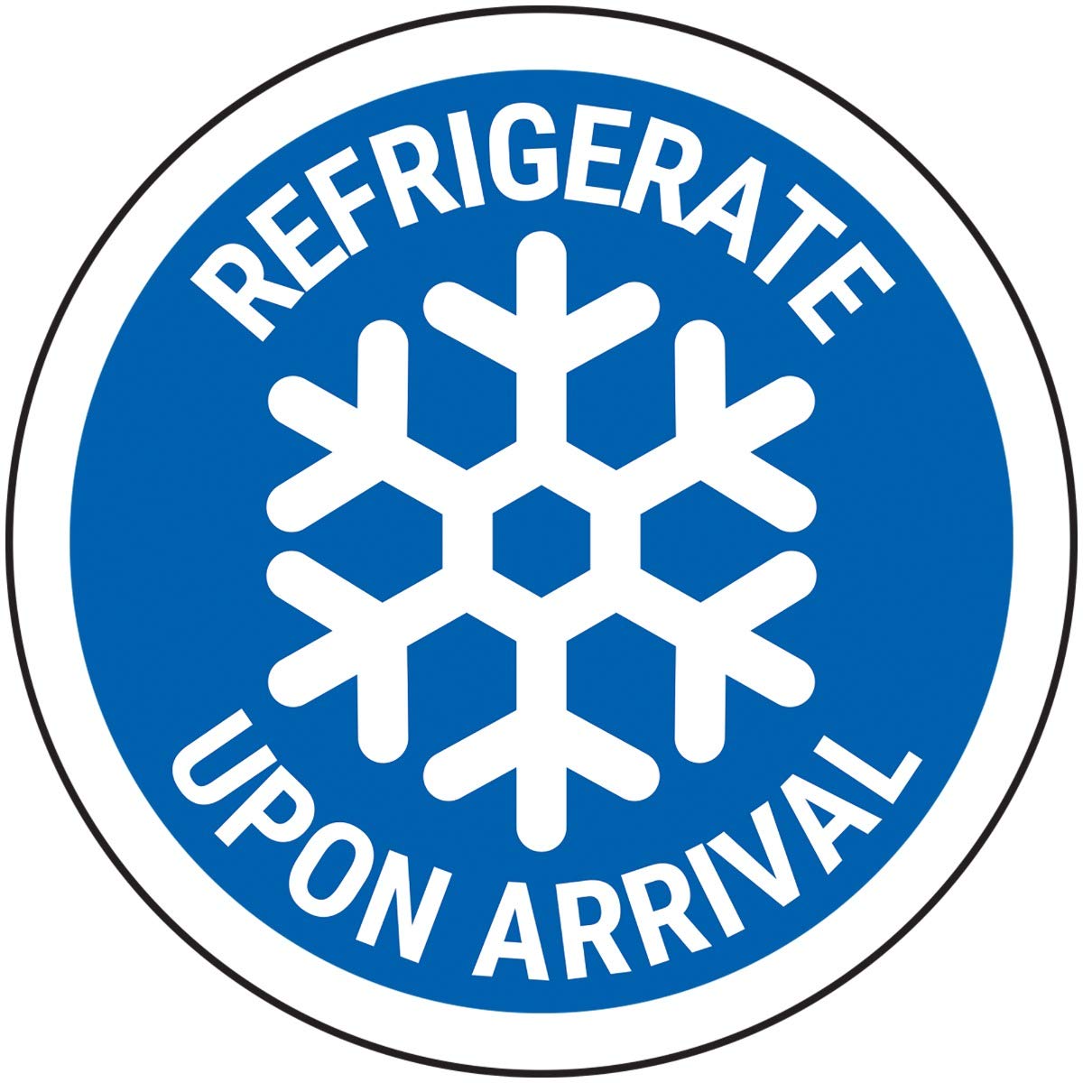 V Safety 83091D1QP-RL Refrigerate Upon Arrival Blue Sticker - 50mm Diameter (Roll of 250)