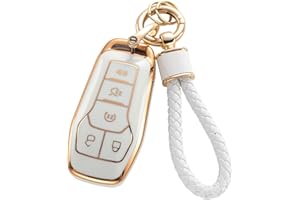 RUABIBAN for Ford Key Fob Cover with Keychain, Soft TPU Key Case Protection Fit for F150 Explorer Mustang Edge Lincoln MKZ MKX MKC