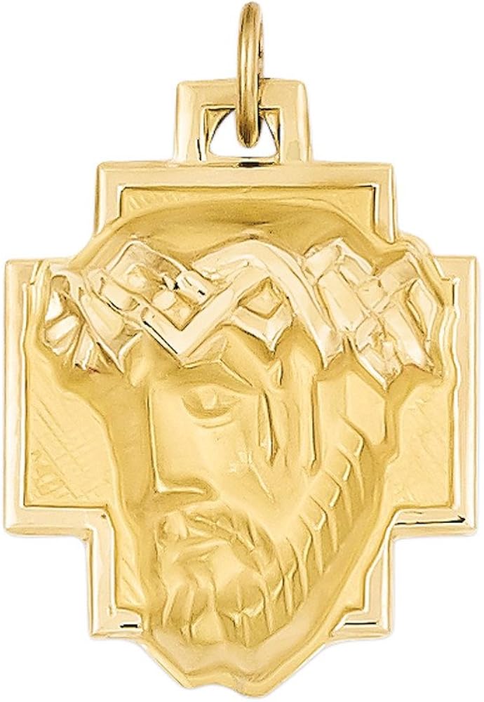 Jesus Charm on Cross in 14K Gold