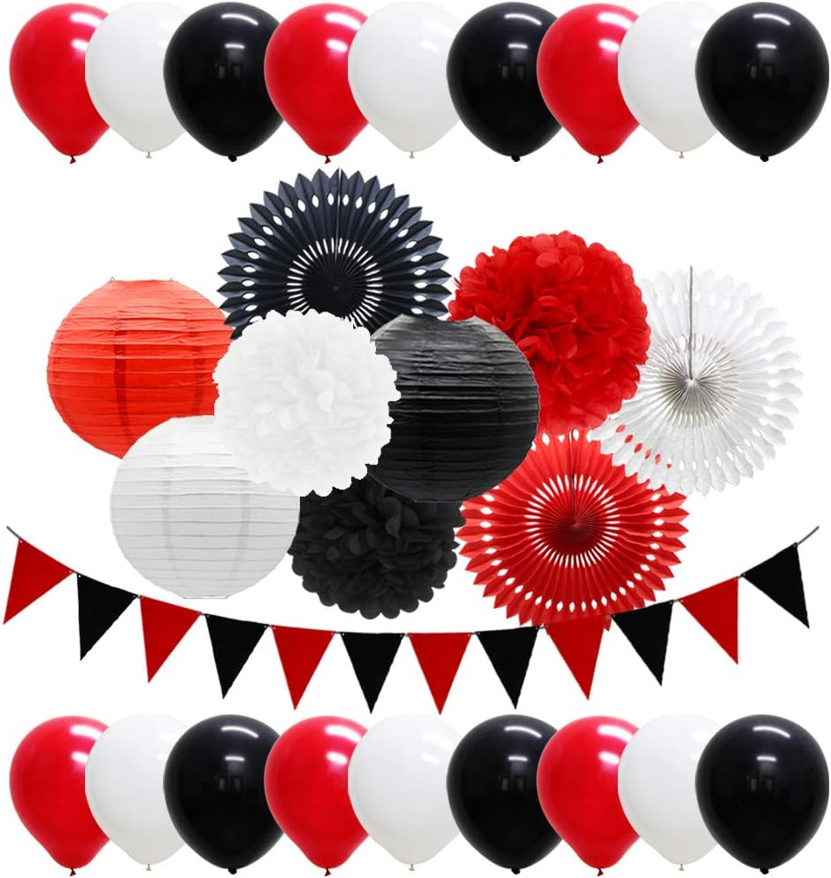 Meiduo Red Green White Christmas Fiesta Brands Mexican Italian Party Decorations Paper Fans Lanterns Flower Pom Poms Felt Pennant Balloons for Graduations St. Patrick's Day Birthday Baby Shower: Health & Personal Care