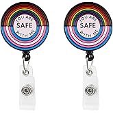 EVECILOO 2 PCS Pride Badge Reels Holder Retractable with Clip Funny Pride LGBTQ Gay Lesbian Bisexual Transgender Supports Rainbow Rainbow Badge Holder for Lanyards Name ID Card (Style C)