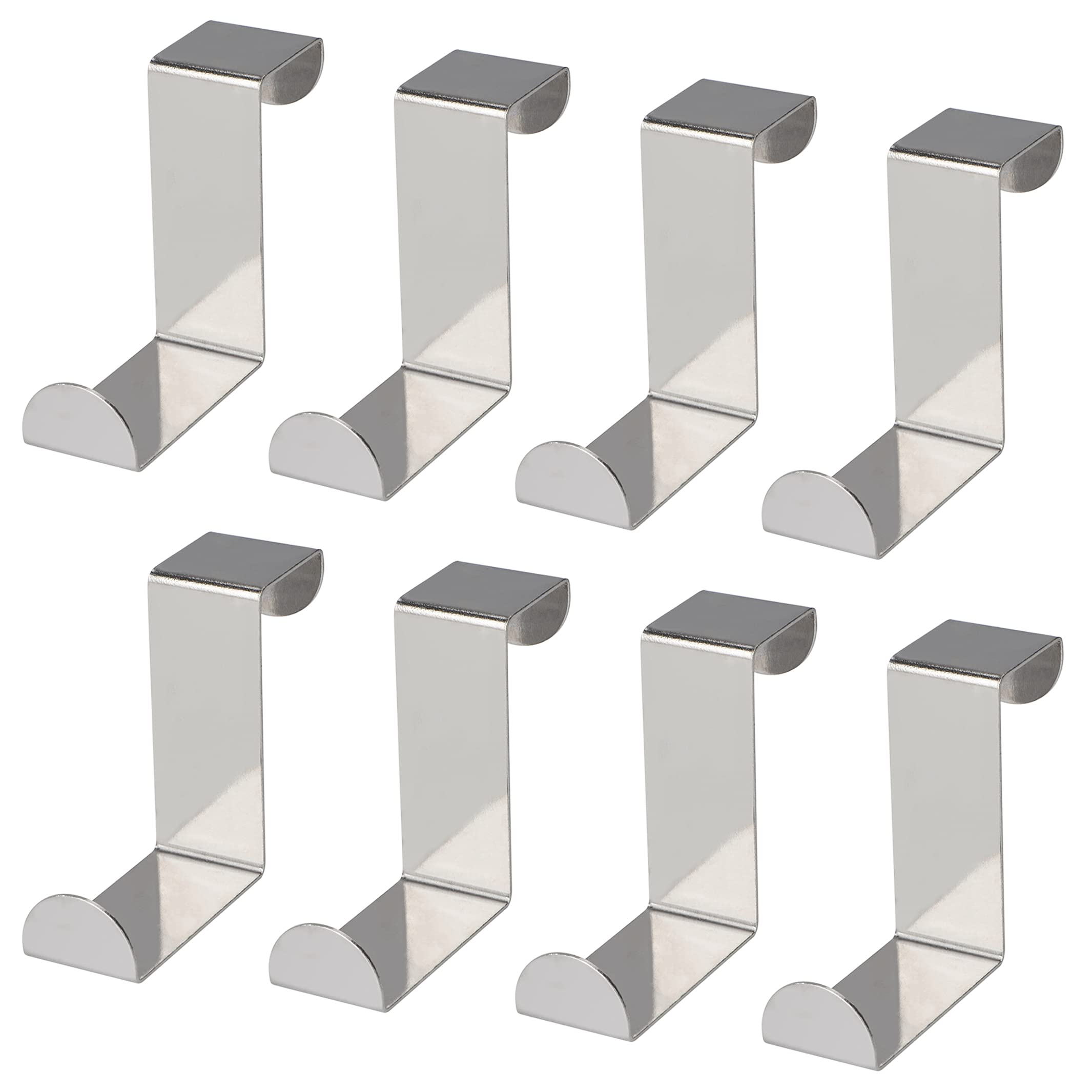 Over Cabinet Door Hooks Stainless Steel Reversible Hooks Heavy Duty Z-Shaped Over Cupboard and Drawer Hooks Metal Hanging Hooks for Standard Door and Wardrobe 8 Pieces