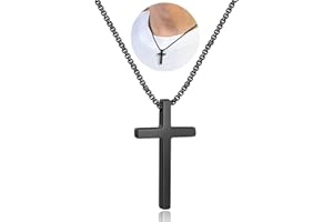 IEFSHINY Stocking Stuffers for Teen Boys Men - Christmas Gifts Stainless Steel Cross Pendant Chain Necklaces for Men, Mens 16-30 Inches Chain Gold Silver Black Cross Necklace Boys Jewelry Gifts