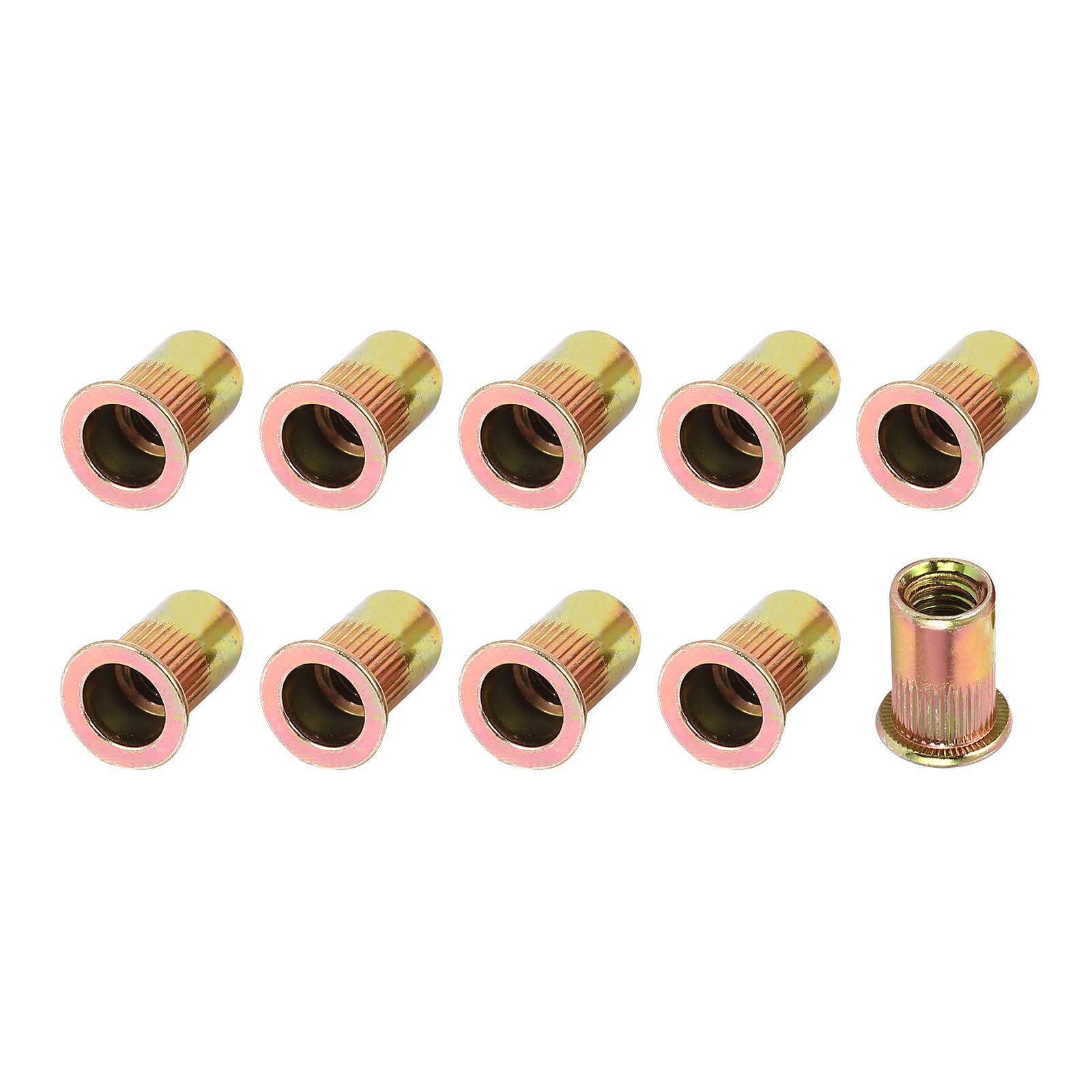 METALLIXITY Rivet Nuts (5/16"-18) 20Pcs, Metal Threaded Insert Nuts - for Furniture Mechanical Fasteners, Gold Tone