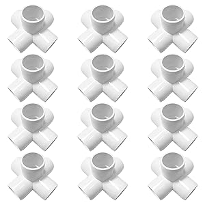 12 Pack 1 Inch 5 Way PVC Elbow Fittings, 5-Way Cross PVC Fitting Connector for Build Heavy Duty PVC Furniture, 5 Way 1 Inch PVC Pipe Joint, PVC Pipe Corner Fitting,White