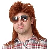 Kaneles Orange Mullet Wigs for Men 80s Costumes 70s Rocker Fancy Party Accessory Cosplay Halloween Wig (Orange)